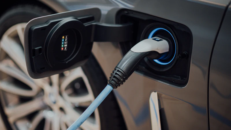 A charging cable plugged into an electric car